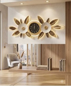 Gold And White Metal Clock